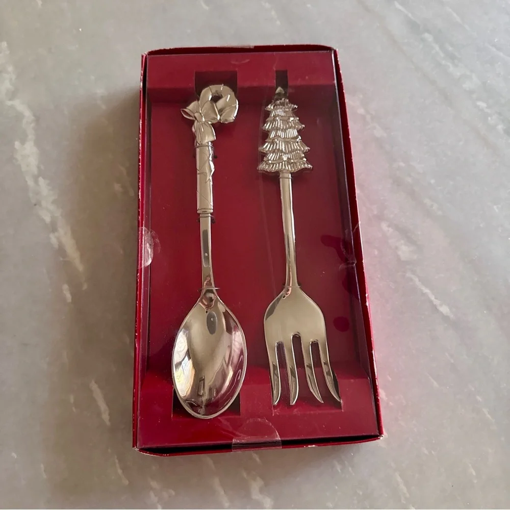 Pier1 Christmas Silver Plated Spoon and Fork Set